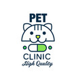 pet clinic ogo template design green badge vector image