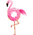 pink flamingo donut vector image