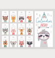 calendar 2020 cute monthly with woodland vector image