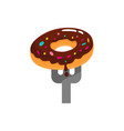 donuts brown color and fork draw design template vector image vector image