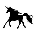 silhouette a running unicorn black image vector image vector image