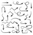 black arrows set of hand drawn icons vector image