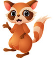 cartoon happy raccoon on white background vector image vector image