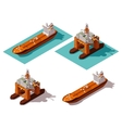 isometric tanker and oil rig vector image vector image