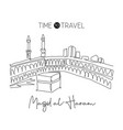 one single line drawing masjid el haram landmark vector image