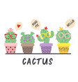 cartoon funny cactus in glasses vector image