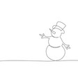 snowman one line drawing on white background vector image