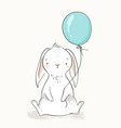 cute rabbit holding a balloon childish vector image