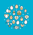 egg sign round design template color thin line vector image