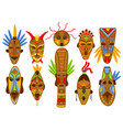 ethnic mask set isolated on white african tribal vector image vector image