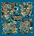 set of marine nautical doodles design vector image
