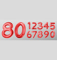 3d red numbers font balloons of digits vector image vector image