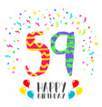 happy birthday for 59 year party invitation card vector image