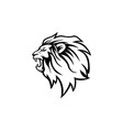 Angry roaring lion head black and white logo Vector Image