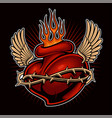tattoo chicano heart with flames color version vector image vector image