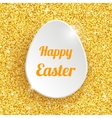 happy easter greeting card with 3d white paper egg vector image