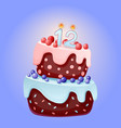 cute cartoon 12 year birthday festive cake vector image
