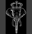 white silhouette head elephant king animal vector image vector image