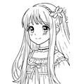 young girl a flower in long hair and a ruffled vector image