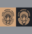 black and white with a girl in feather headdress vector image