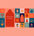 geometric style colorful islamic ramadan kareem vector image