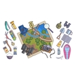 hiking equipment info graphicsmountain icons vector image