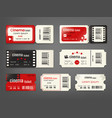 realistic cinema tickets 3d movies ticket mockup vector image