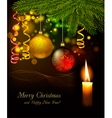 christmas background with tree and baubles vector image