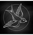 icon bird for tattoo isolated on black chalkboard vector image