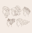 set hand drawn women with greek profiles vector image