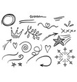 hand drawn set abstract doodle elements vector image