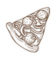 italian pizza with mushrooms and salami sausage vector image
