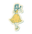 tattoo style sticker a pinup surprised girl vector image vector image