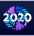 2020 number and leaves in circle shape flat vector image