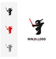 ninja warrior logo design template silhouette vector image