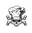 vintage monochrome chef skull vector image