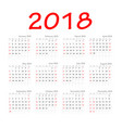 calendar 2018 year simple style vector image