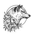 wolf head animal engraving vector image