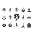 rocket silhouette launch speed spaceship icons vector image vector image
