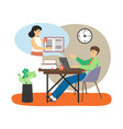 student watching video lecture at home man vector image