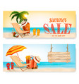 two summer sale banners with beach chair vector image
