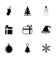 black christmas icon set vector image