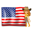 a cowgirl and the united states of america flag vector image