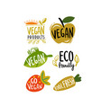 eco emblem with text organic signs for products vector image vector image