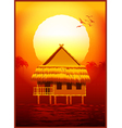 bungalow at sunset vector image vector image