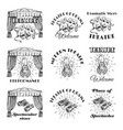 vintage theatre label emblem badge and logo set vector image