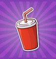 sticker red paper cup with soda and straw vector image vector image