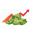 growing cash graph pile money value red vector image vector image