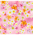 tropical flowers and leaves background vector image