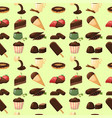 chocolate various tasty sweets seamless pattern vector image vector image